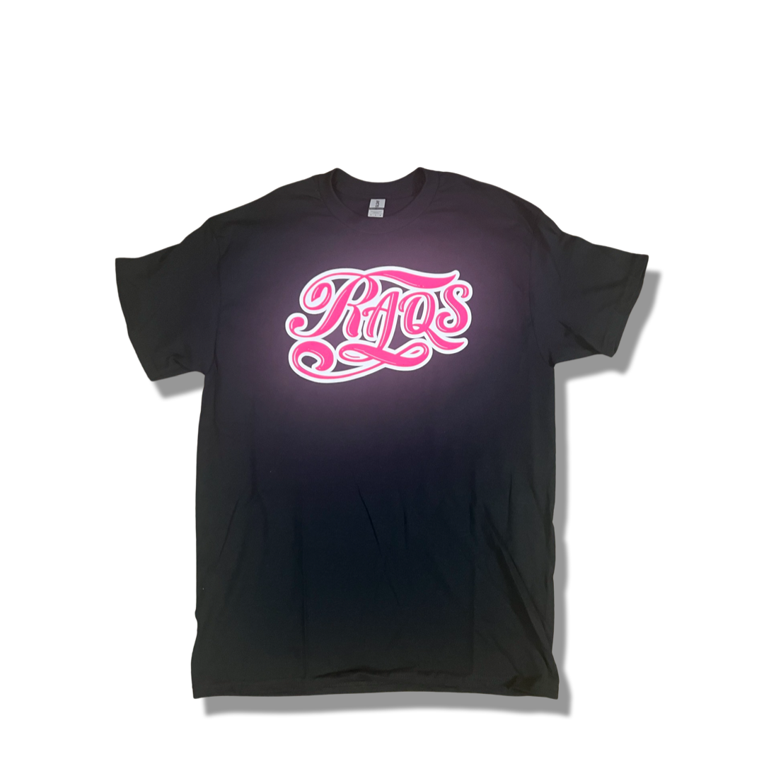 “Logo Tee black” pink/white